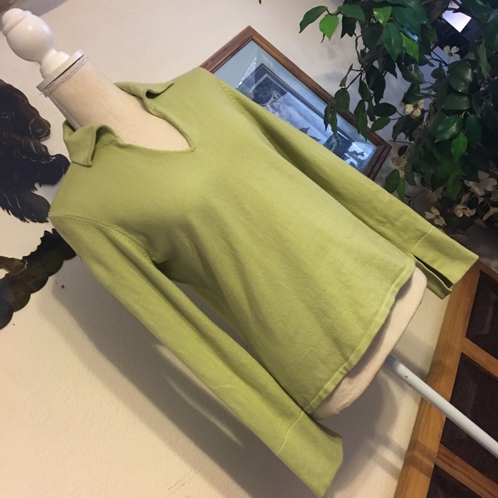 Hillard & Hansen chartreuse green collared sweater
